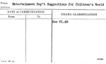 Entertainment Dep't Suggestions for Children's World