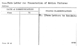 Form Letter re: Presentation of Motion Pictures
