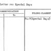 Form Letter re: Special Days
