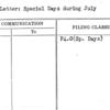 Form Letter: Special Days during July
