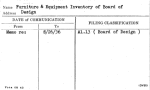 Furniture & Equipment Inventory of Board of Design