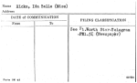 Hicks, Ida Belle (Miss)