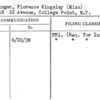 Hilzinger, Florence Kingsley (Miss)