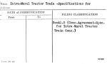 Intra-Mural Tractor Train -Specifications for