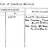 Inventory of Promotion Material