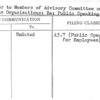 Letter to Members of Advisory Committee on Trade & Civic Organizations: Re: Public Speaking Course