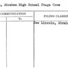 Lincoln, Abraham High School Stage Crew