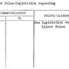 Liquor Sales-Legislation regarding