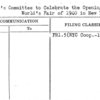 Mayor's Committee to Celebrate the Opening of The World's Fair of 1940 in New York