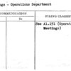 Meetings - Operations Department