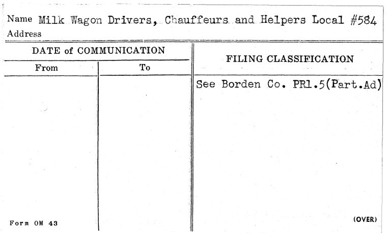 Milk Wagon Drivers, Chauffeurs and Helpers Local #584
