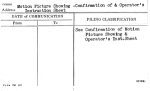 Motion Picture Showing -Confirmation of & Operator's Instruction Sheet