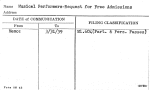 Musical Performers-Request for Free Admissions