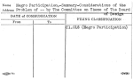 Negro Participation, -Summary-Considerations of the Problem of -- by The Committee on Theme of The Board of Design