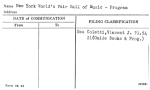 New York Worl's Fair Hall of Music - Program