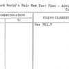 New York World's Fair New Year Plan - Advisory Comm. Cooperation