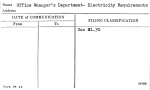 Office Manager's Department-Electricity Requirements