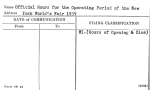 Official Hours for the Operating Period of the New York World's Fair 1939