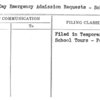One Day Emergency Admission Requests - School Tours