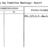 Opening Day Committee Meetings- Report