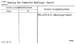 Opening Day Committee Meetings- Report