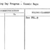 Opening Day Program - Cosmic Rays