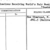 Organizations Receiving World's Fair Weekly Bulletin-"Inside the Fair"