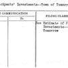 Participants' Investments--Town of Tomorrow