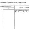Participant's Signature Authority Card