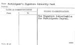 Participant's Signature Authority Card