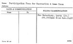 Participation Fees for Recreation & Game Room