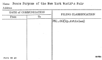Peace Purpose of the New York World's Fair