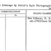 Photo Coverage by World's Fair Photographic Department