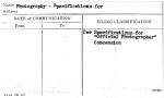 Photography - Specifications for