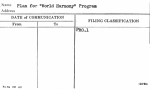 Plan for "World Harmony" Program