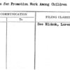 Plans for Promotion Work Among Children