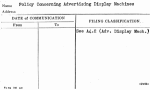 Policy Concerning Advertising Display Machines