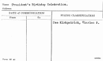 President's Birthday Celebration.