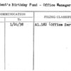President's Birthday Fund - Office Manager's Dept.