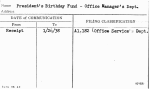 President's Birthday Fund - Office Manager's Dept.