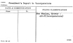 President's Report to Incorporators