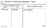Purchase of Restaurant Equipment - Labor