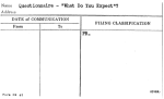 Questionnaire - "What Do You Expect"?