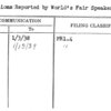 Questions Reported by World's Fair Speakers