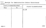 Receipt for Administrative Orders Distributed