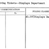 Receiving Tickets--Displays Department