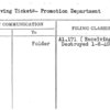 Receiving Tickets- Promotion Department