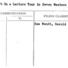 Report On a Lecture Tour in Seven Western States