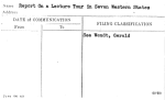 Report On a Lecture Tour in Seven Western States