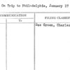 Report On Trip to Philadelphia, January 17